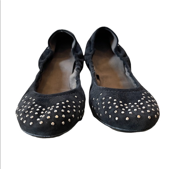 STUART WEITZMAN Black suede ballet slippers with gold beads Size 8.5 - Picture 2 of 10